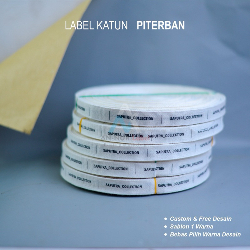 

Label baju 1 roll 45yard / Label katun lokal piterban woven damask subtitute pengganti woven damask