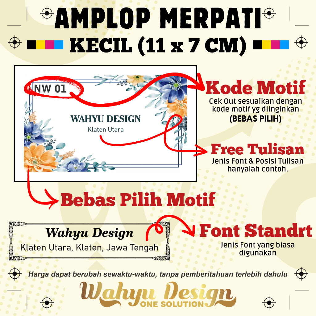 

Amplop MERPATI Kecil (11 x 7 cm) - WARNA - FREE CETAK TULISAN