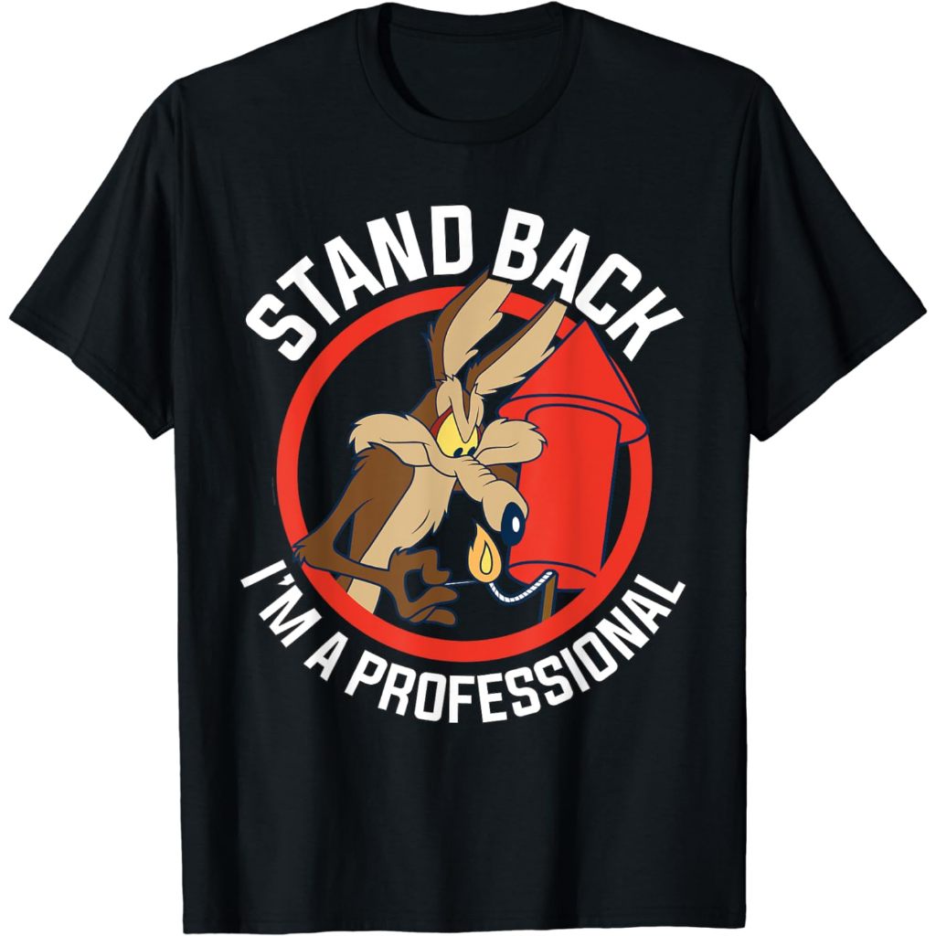Kaos Dewasa Wile E. Coyote Stand Back I'm A Professional T-Shirt Fashion Baju Atasan Anak Laki Laki 