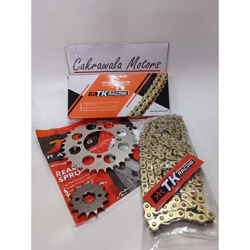 GEAR SET TK 428 RX KING DAN RANTAI TK HS WARNA GOLD