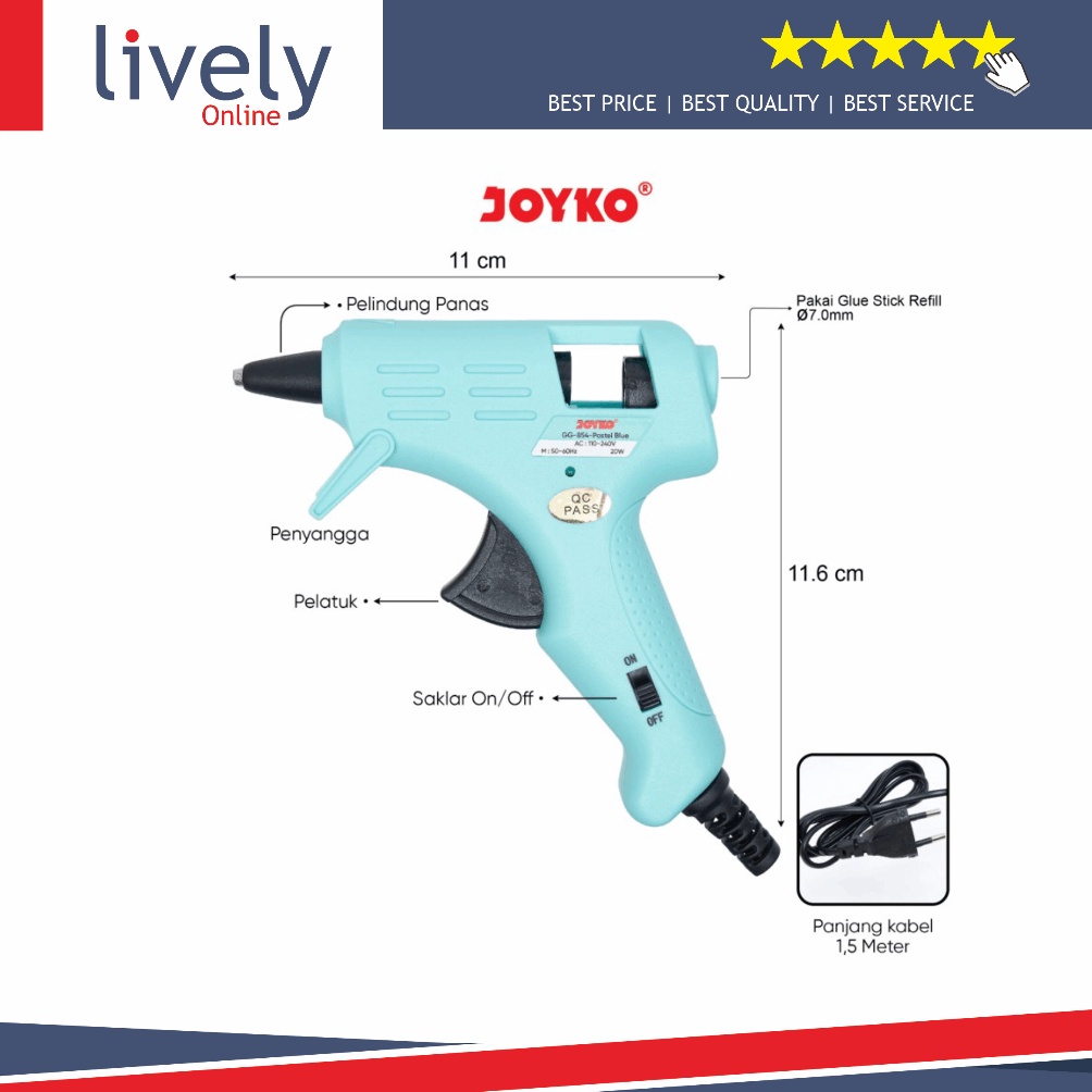 

KODE X26E Glue Gun Lem Tembak Joyko GG854 2 watt Warna Pastel