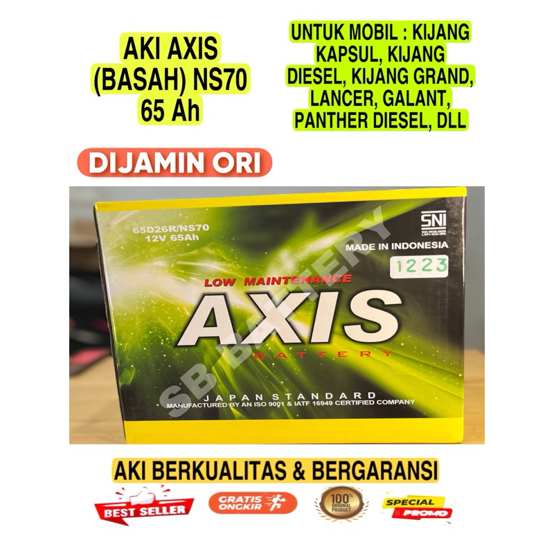 AKI MOBIL BASAH AXIS NS70 MOBIL DYNA COLT DIESEL FUSO PANTHER DLL