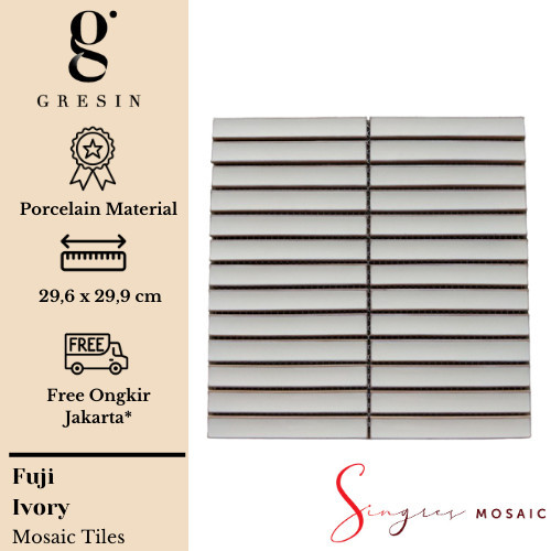 Ivory Fuji Singres Mosaic Tiles | Mosaic Keramik