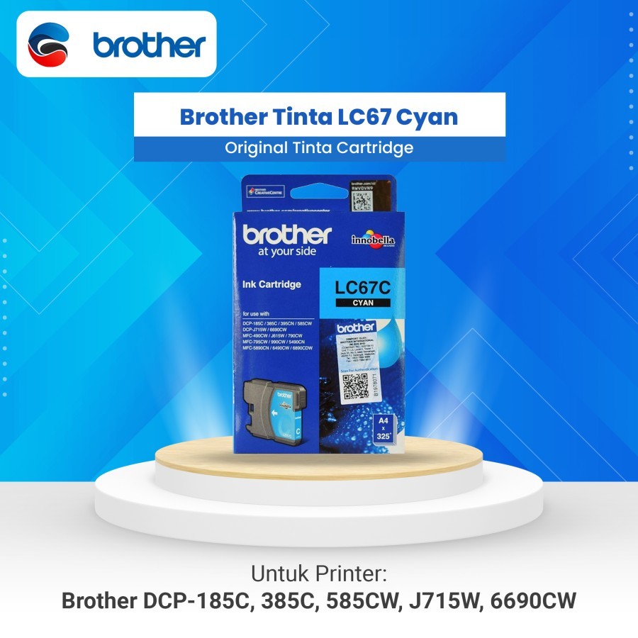BROTHER Tinta Cartridge LC67C LC67 LC 67 Cyan Biru Original DCP 185C DCP J715W DCP 385C DCP 585CW DC