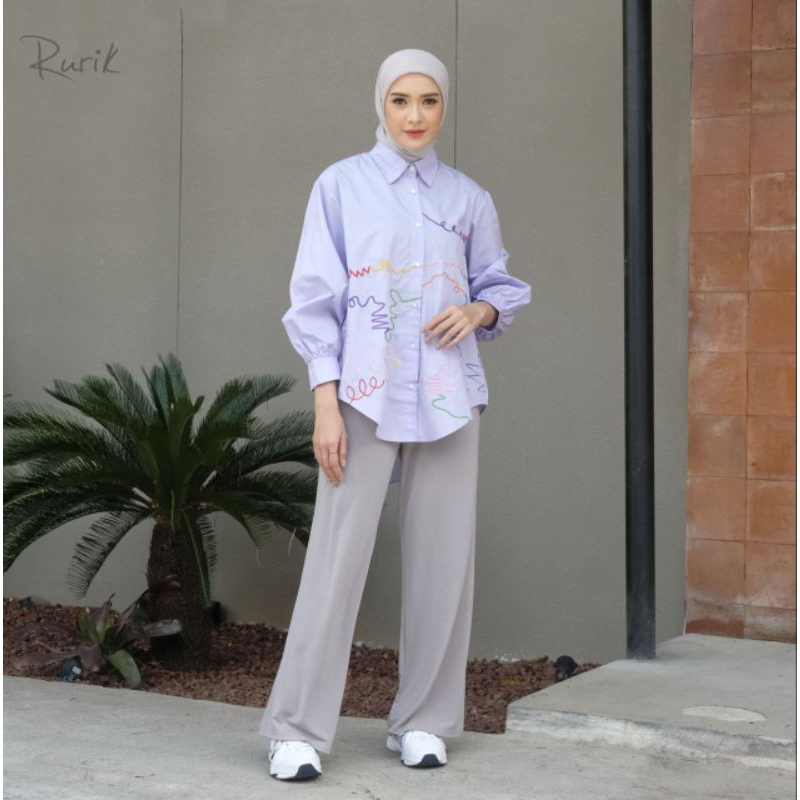 [RURIK] DOODLE EMBROIDERY SHIRT