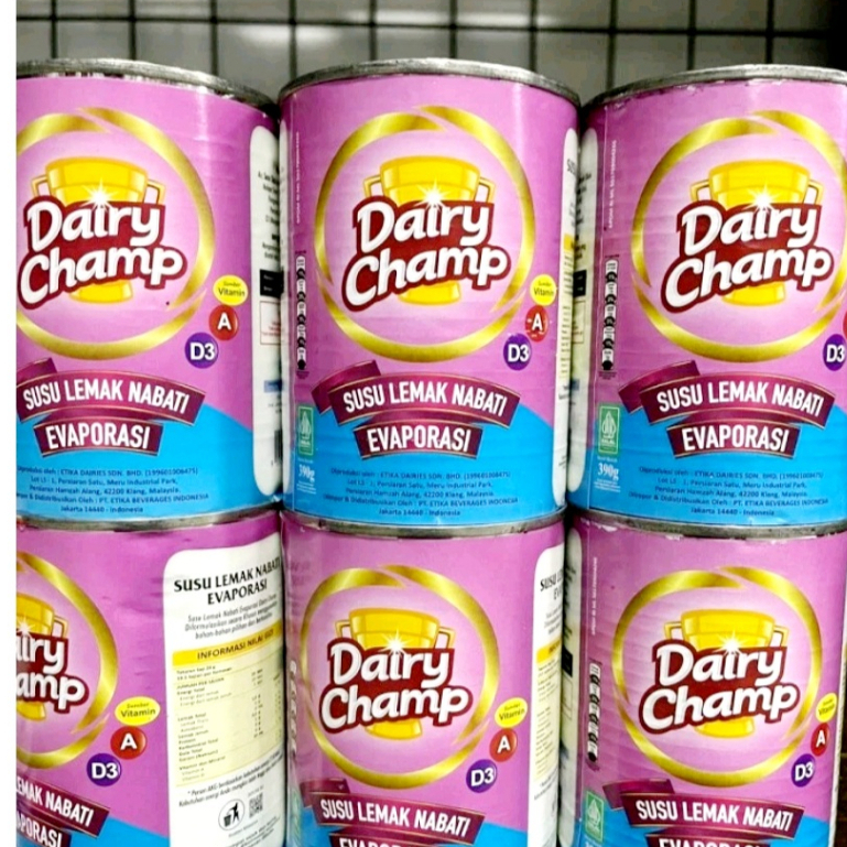 

DAIRY CHAMP EVAPORASI 390ML| SUSU EVAPORASI DAIRYCHAMP 390ML