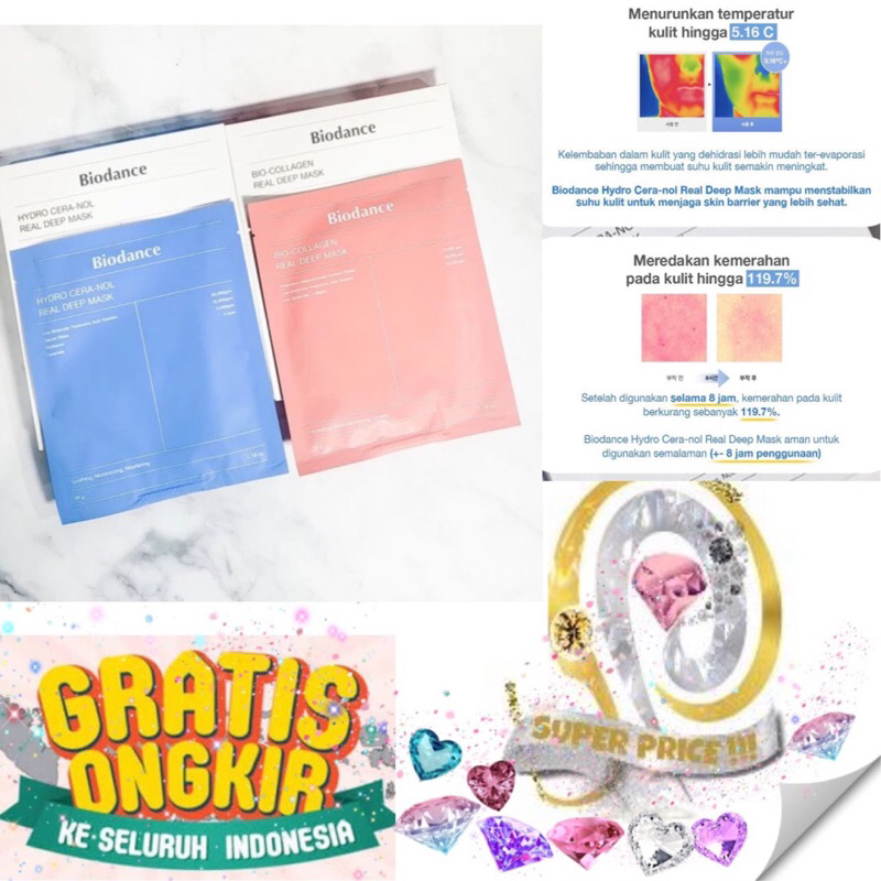 SUPER PRICE - Biodance Mask Collagen Rea Deep / Hydro Cera-Nol Blue Mask / Masker Wajah Kore Biodanc