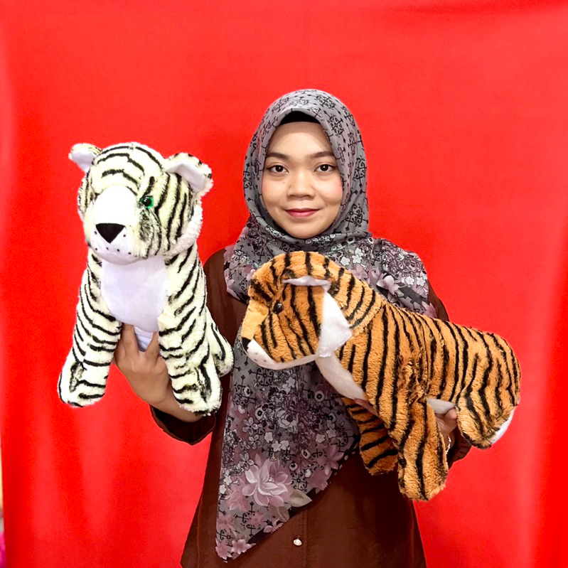 Boneka Harimau putih orange macan tutul singa duduk korea import boneka karakter kucing hutan lucu S