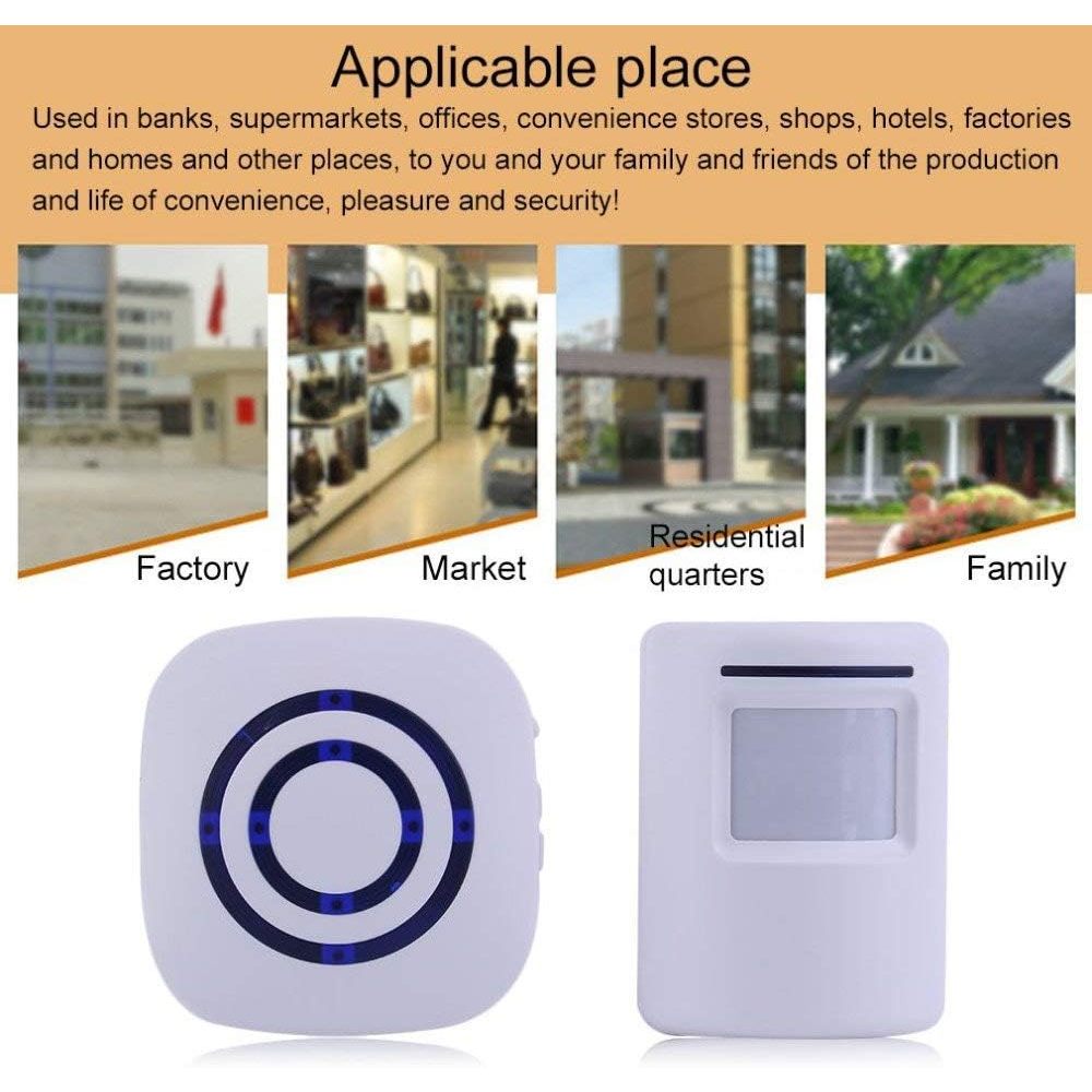 Bel Pintu Nirkabel Pir Sensor Inframerah Detektor Gerak Masuk Bel Pintu Alarm