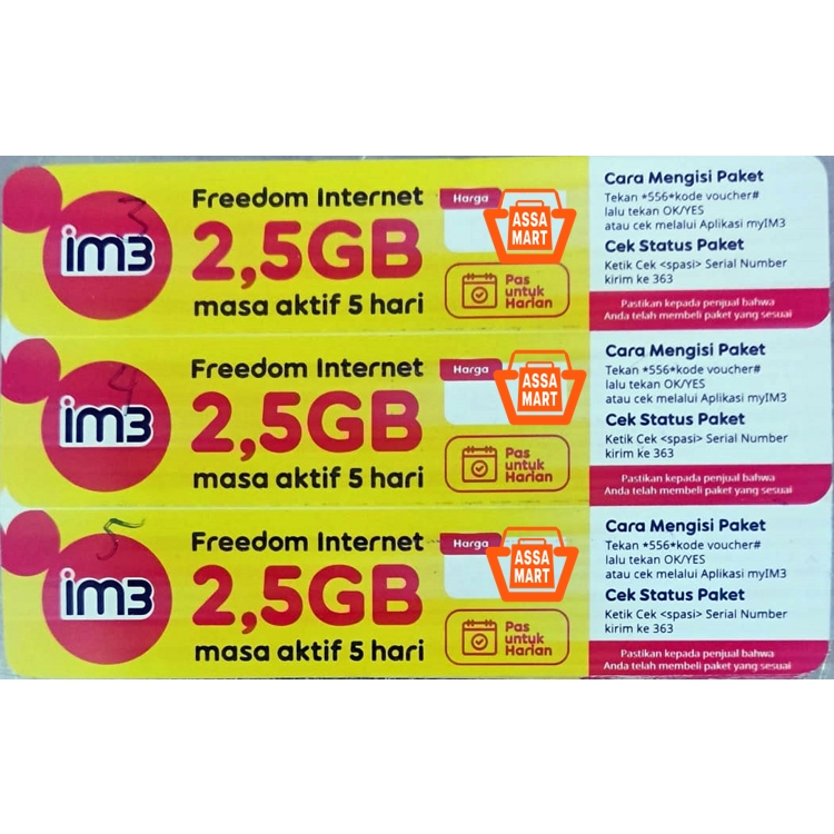 Voucher Data Indosat / IM3 Freedom 2,5 GB / 5 HARI