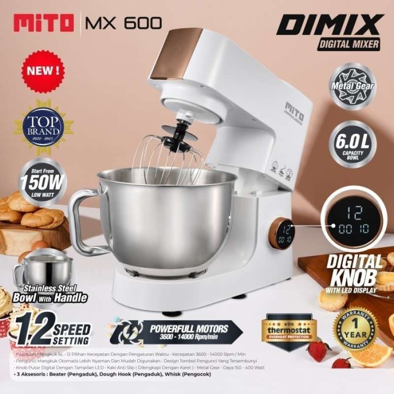 MITO Stand Mixer MX-600 6 L / Pengaduk adonan kue roti MITO MX600