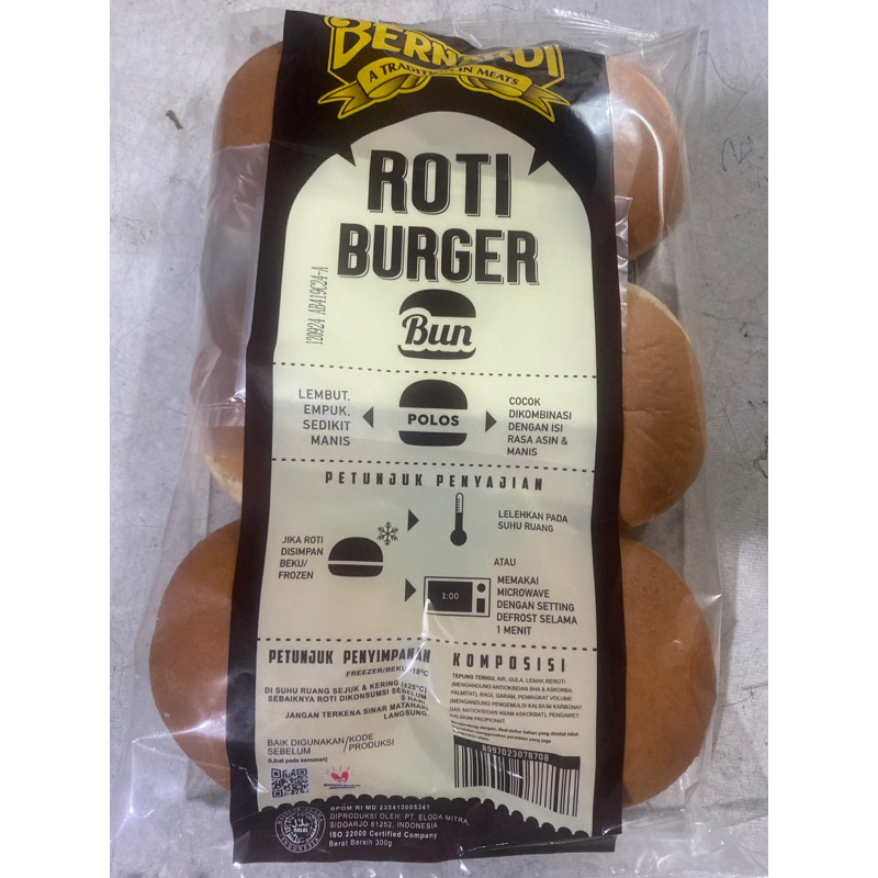 

roti burger bernadi polos isi 6