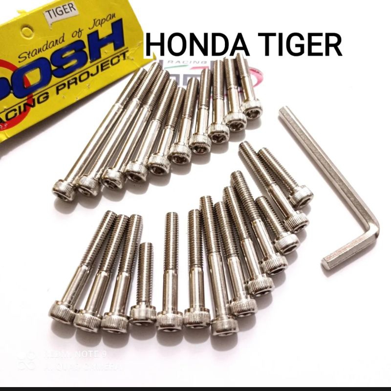 Baut blok mesin Tiger, Stainless plus kunci L.