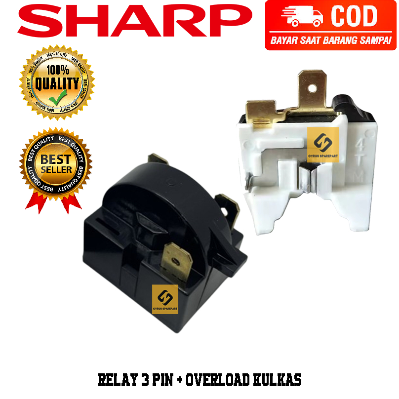 PROMO Relay 3 Pin + Ptc Overload Kulkas SHARP 1 pintu / 2 pintu