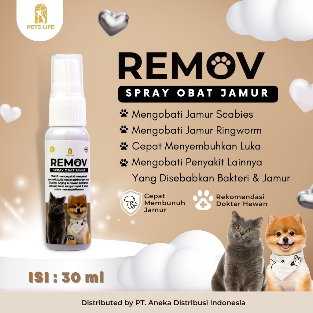 REMOV Spray Obat Jamur Kucing Dan Anjing 30ml obat jamur anjing obat kucing scabbies obat scabies