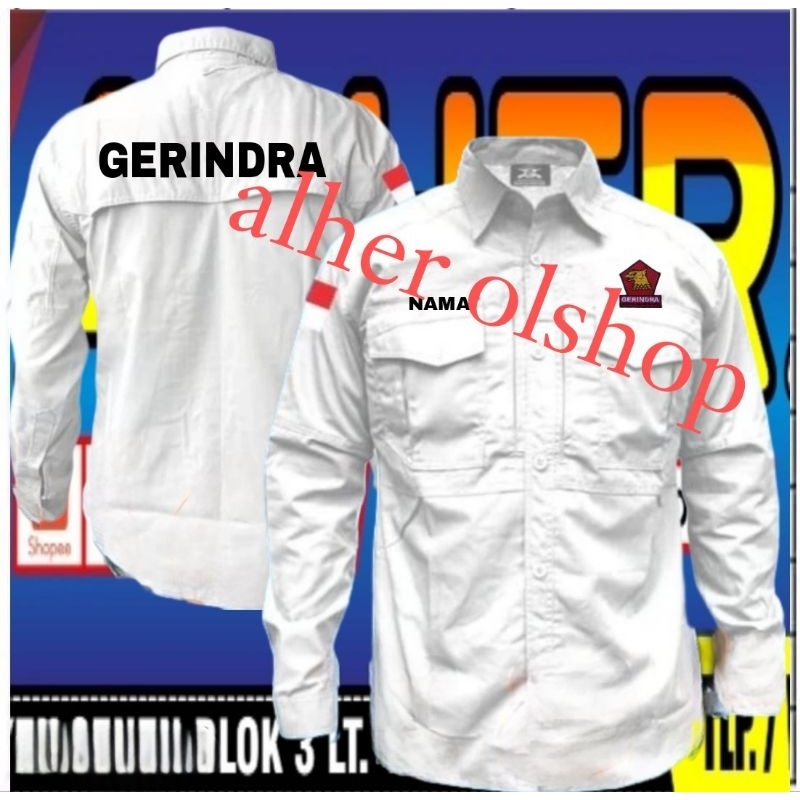Kemeja tactical partai GERINDRA baju tactical partai Gerindra kemeja partai Gerindra baju partai Ger
