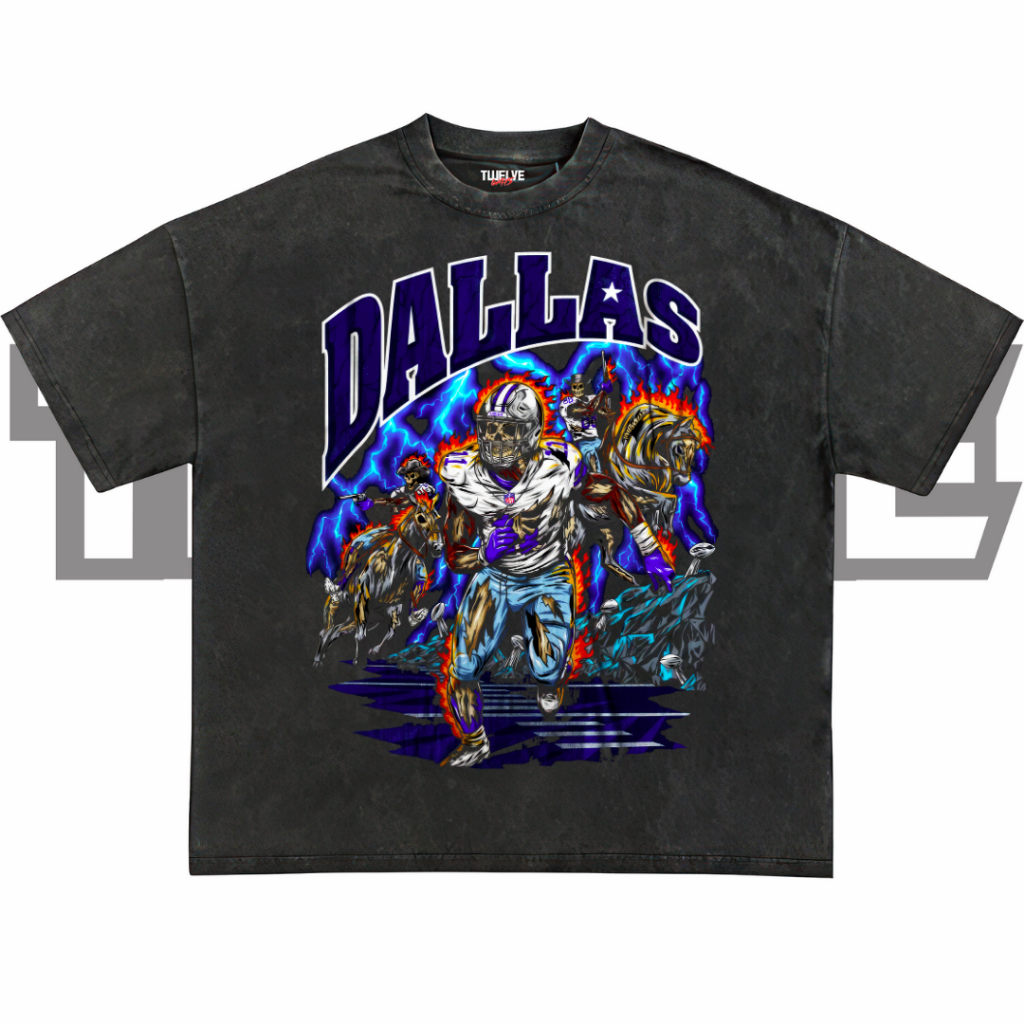 DALLAS COWBOYS Washed Oversize T-Shirt | Kaos Dallas Cowboys Aesthetic | Atasan Pria Wanita | Baju C