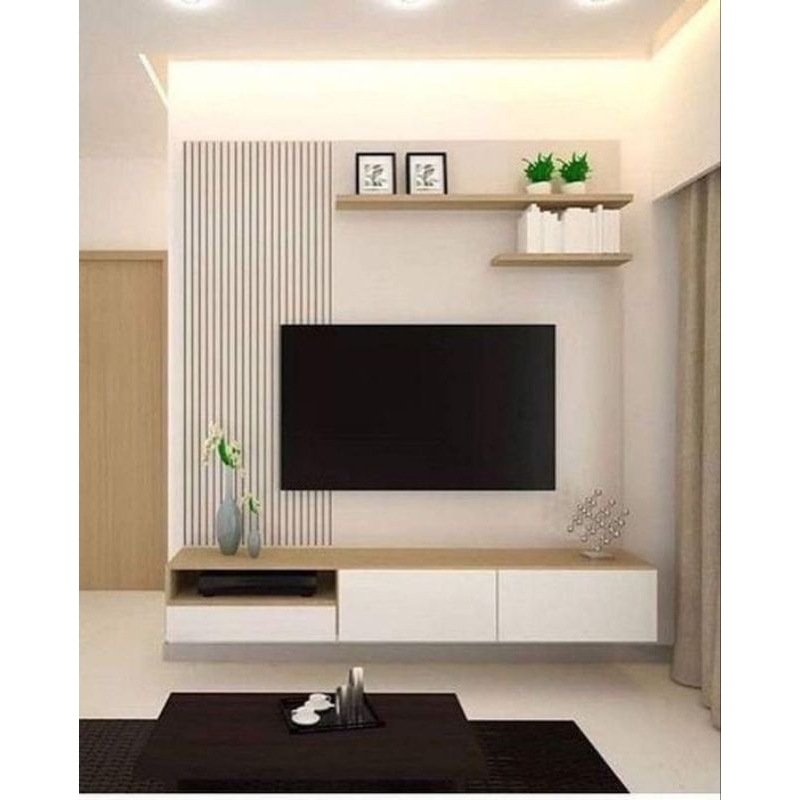 Backdrop tv HPL minimalis kisi kisi