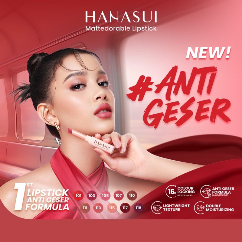 Hanasui Mattedorable Lipstick Anti Geser Lipstik Batang Ringan Tahan Lama