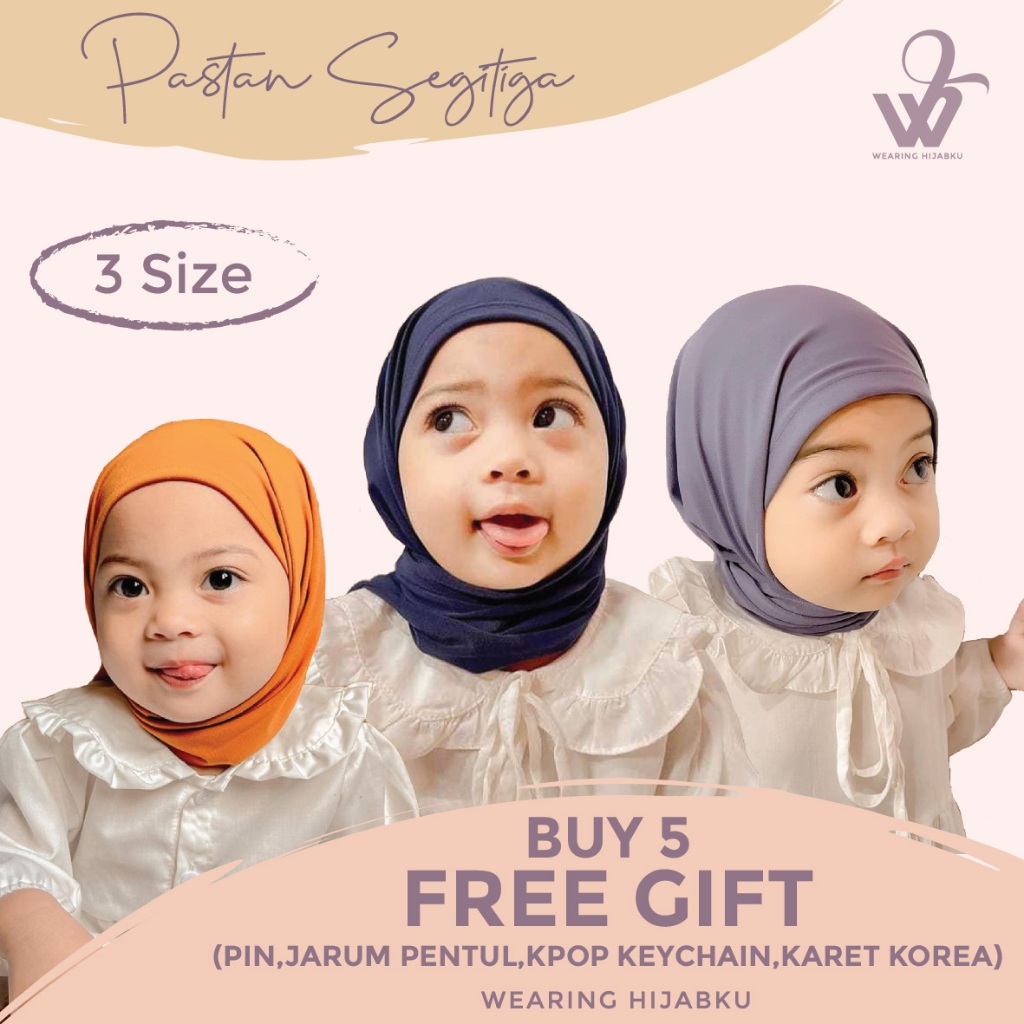 (PROMO BUY 5 FREE GIFT) Jilbab Instan Anak Camila - Jersey, 40 Warna