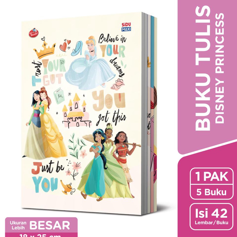 

Kejutan Baru SiDU Maxi Buku Tulis Disney Princess 42 Lembar 5 buku