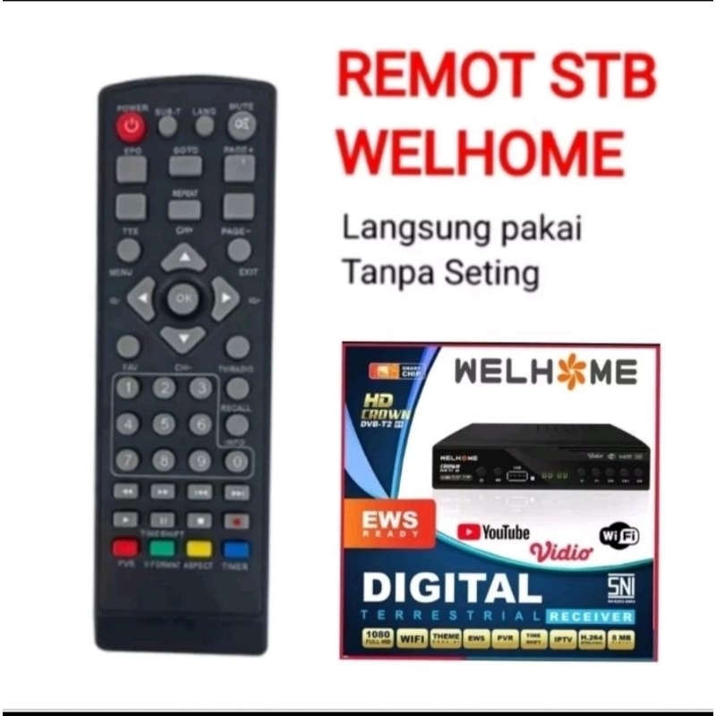 Remote STB DVB-T2 remote STB WELHOME + baterai sepasang (2pcs)