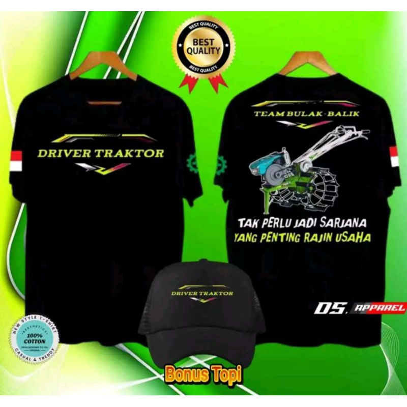 KAOS DRIVER TRAKTOR INDONESIA FREE TOPI// TRAKTOR INDONESIA BULAK BALIK