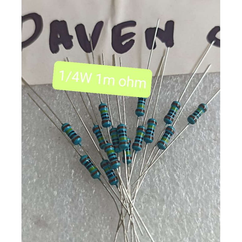 10BUAH RESISTOR 1/4W 1M OHM SEPEREMPAT WATT 1MOHM 0.25WATT 1MEGA ohm 1/4 WATT