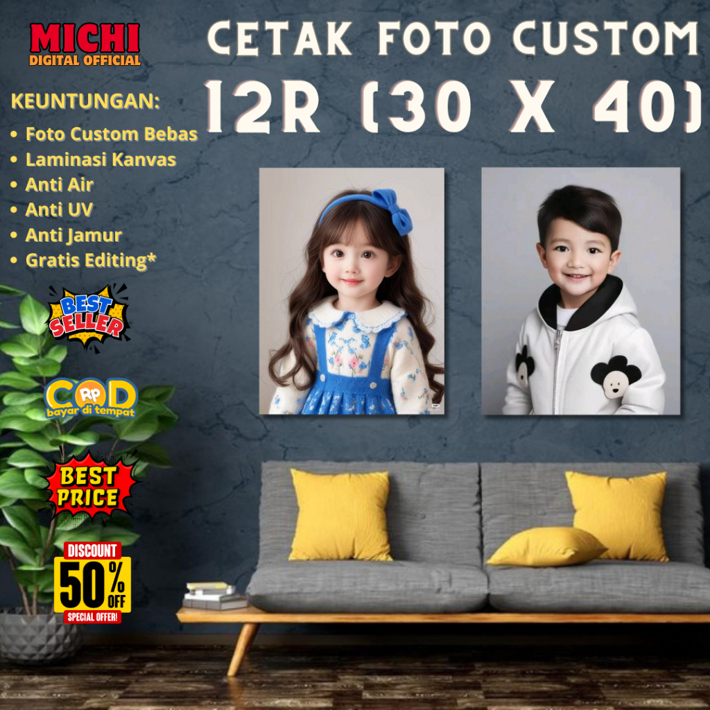 PAKET HEMAT 2 FOTO CUSTOM 12R 30X40 CM + BINGKAI MDF / FRAME BLOCK ANTI JAMUR | Cetak Foto Wedding |