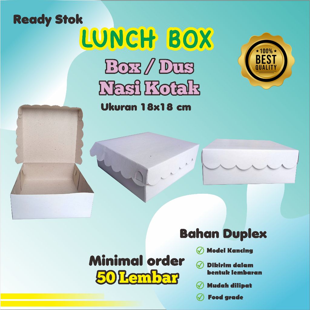

Box Nasi Kotak 18x18 / Dus Nasi Kotak Polos (Rp 1000/lbr)(duplek 350gsm)