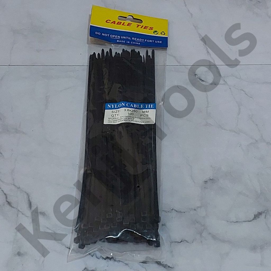 

Kabel Ties Nylon 3.6x250mm Hitam Putih Isi 100 Pcs/ Ikat Kabel