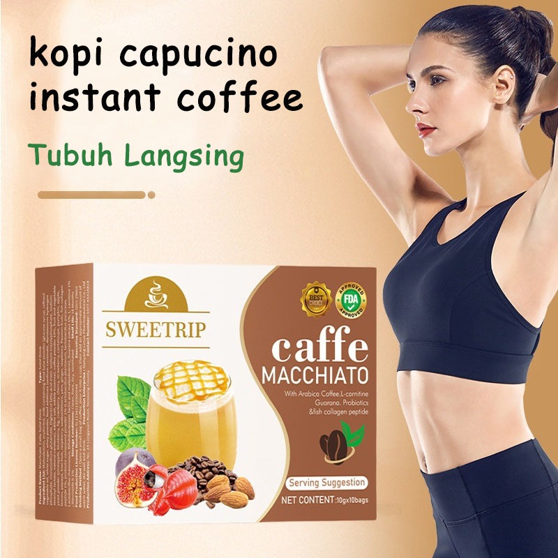 

SWEETRIP [ ISI 10 SACHET ] kopi instan tanpa ampas kopi capucino instant coffee kopi sachet 100gr Cappuccino coffee Original 100% Robusta Collagen Drink Glutathione Slim Detox | Kopi Sanger | Kopi Ulee Kareng | Kopi Sachet