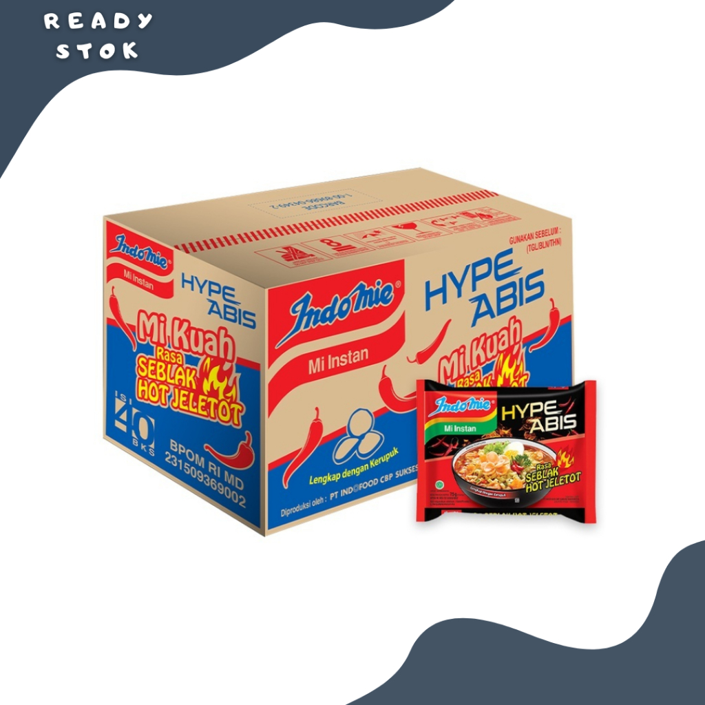 

1 KARTON INDOMIE MIE KUAH INSTANT RASA SEBLAK HOT JELETOT 75gr