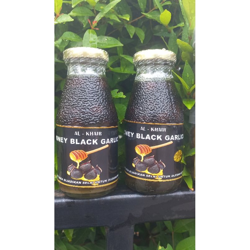 

Black Garlic Honey Madu murni fermentasi bawang hitam tunggal lanang Al Khair 200ml botol kaca