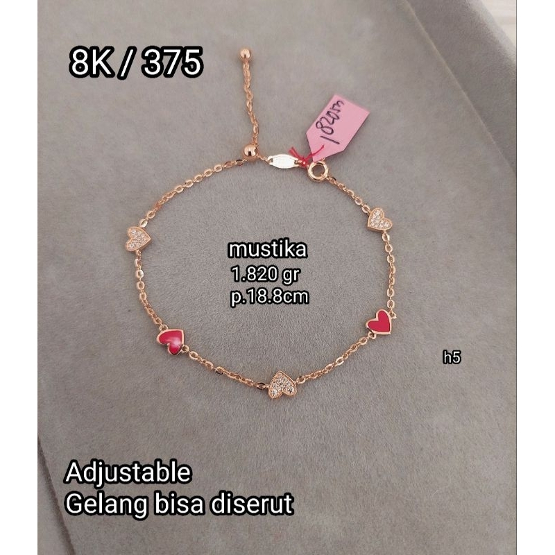 Gelang serut fancy model love cat merah ad 8K / 375