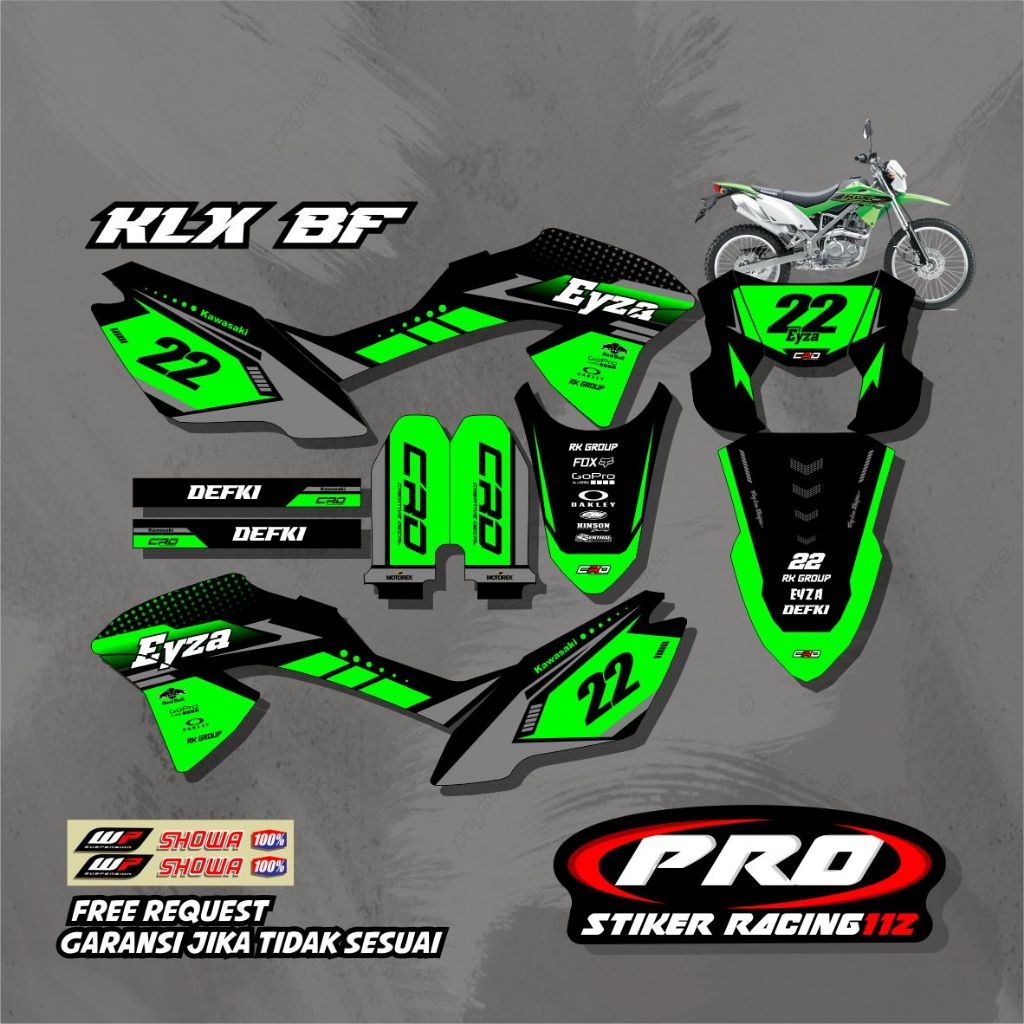 sticker decal klx bf 150 desain terbaru free request nama nmr dll