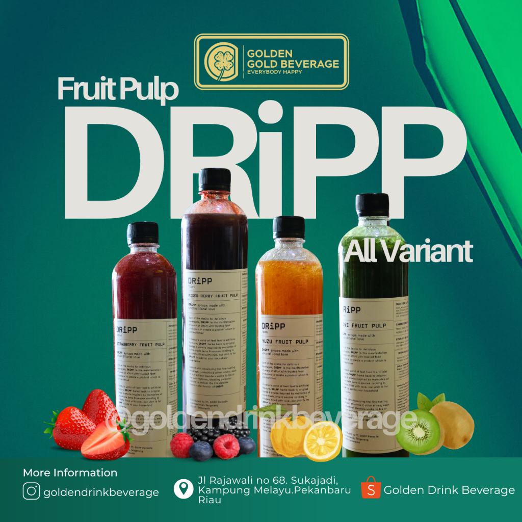 

DRiPP Syrup Fruit Pulp Mixed Berry Strawberry Yuzu Kiwi 760 ml Harum Manis