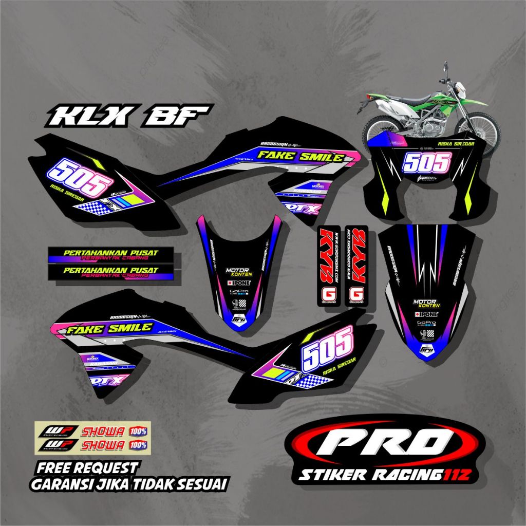sticker decal klx bf 150 desain terbaru free request nama nmr dll