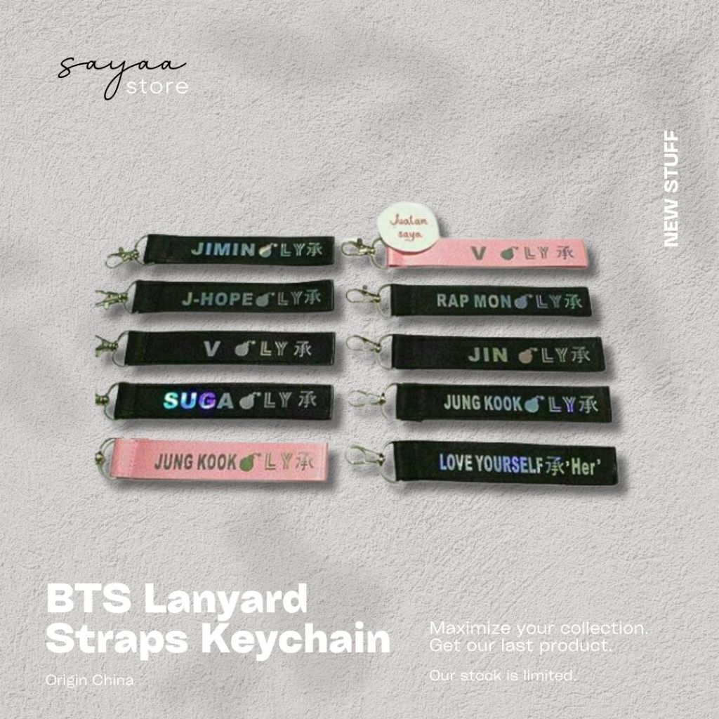 BTS Lanyard Straps Keychain for Handphone Gantungan HP