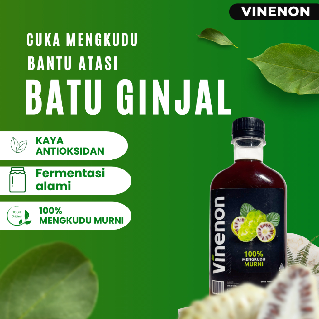 

Vinenon Cuka Mengkudu - Hancurkan Batu Ginjal, Mencegah Sel Kanker & Melancar Purin - 300ml