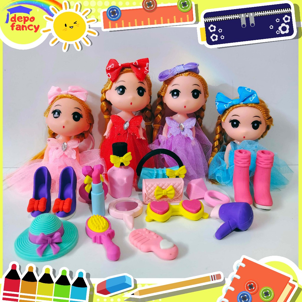 

Penghapus Fancy Karakter QD-8052 Set Make Up + BONEKA GANTUNGAN KUNCI / Eraser / Stip / Karet Penghapus