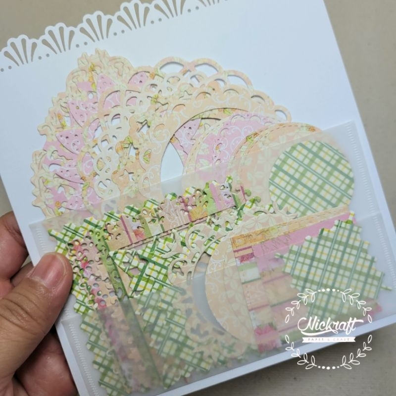 

DIE CUT KERTAS FRAME MIX OVAL CIRCLE SQUARE warna Peach pink hijau