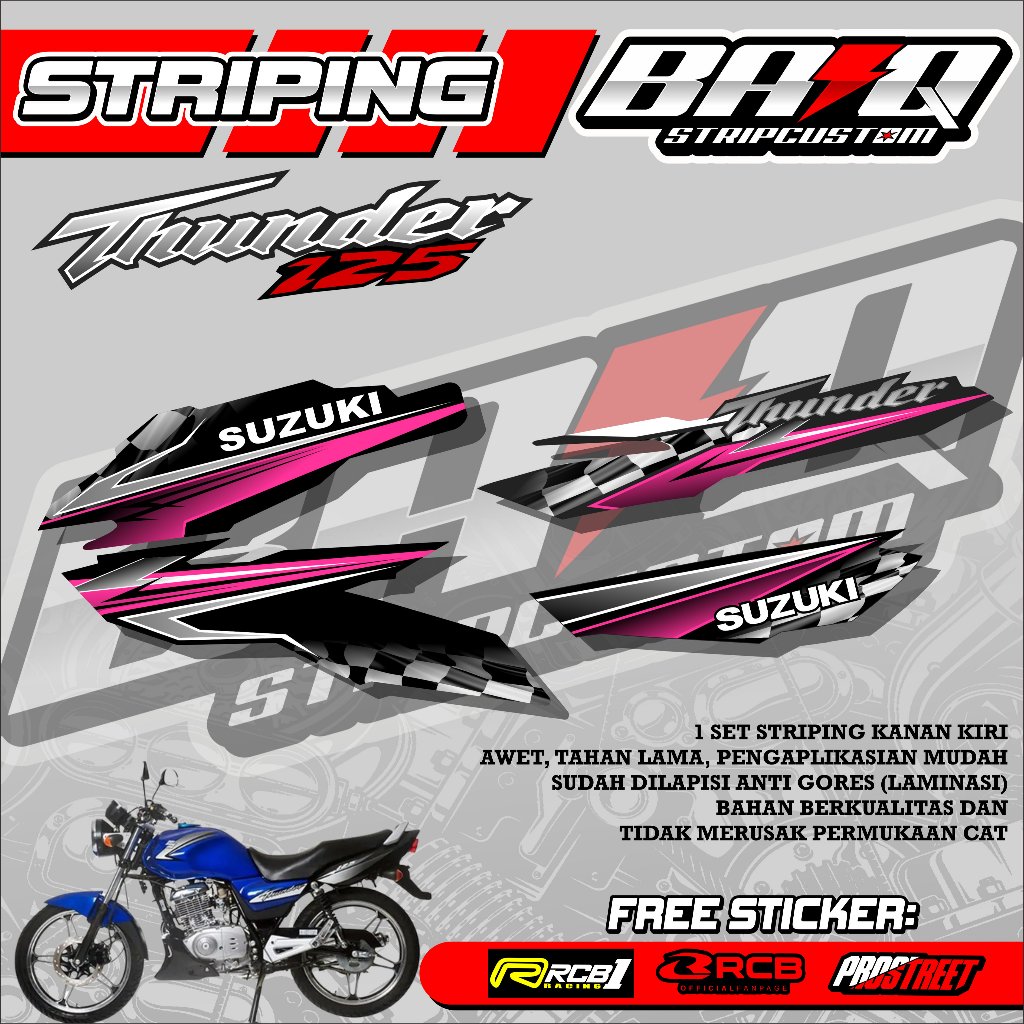 STICKER STRIPING SUZUKI THUNDER 125 - STICKER STRIPING SUZUKI THUNDER 125 MOTIF SIMPLE LIST