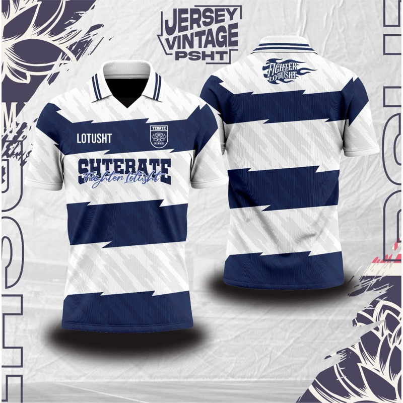 Jersey PSHT SH Terate Fighter Lotush Motif Biru Putih Terbaru