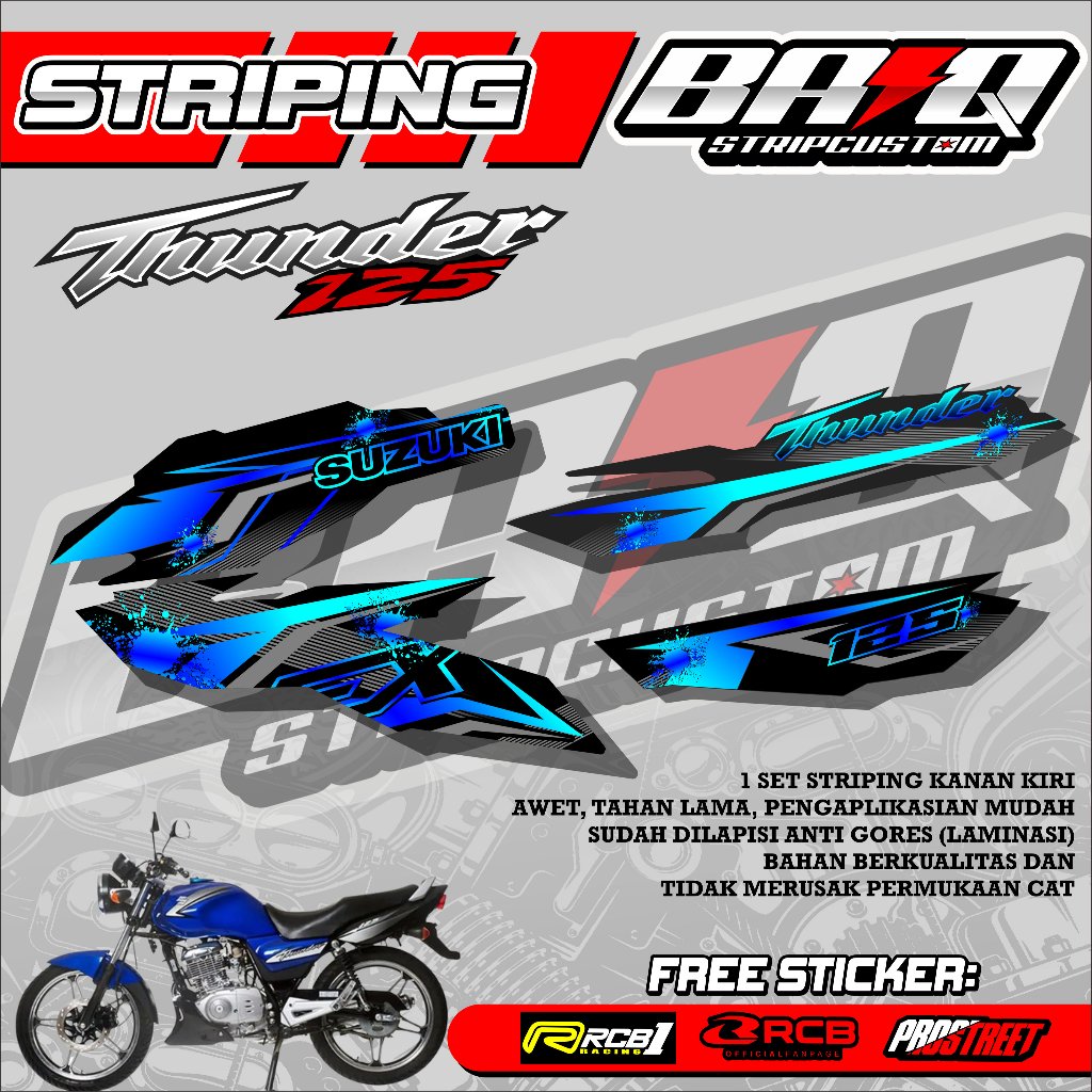 STICKER STRIPING SUZUKI THUNDER 125 - STICKER STRIPING SUZUKI THUNDER 125 MOTIF ABSTRAK