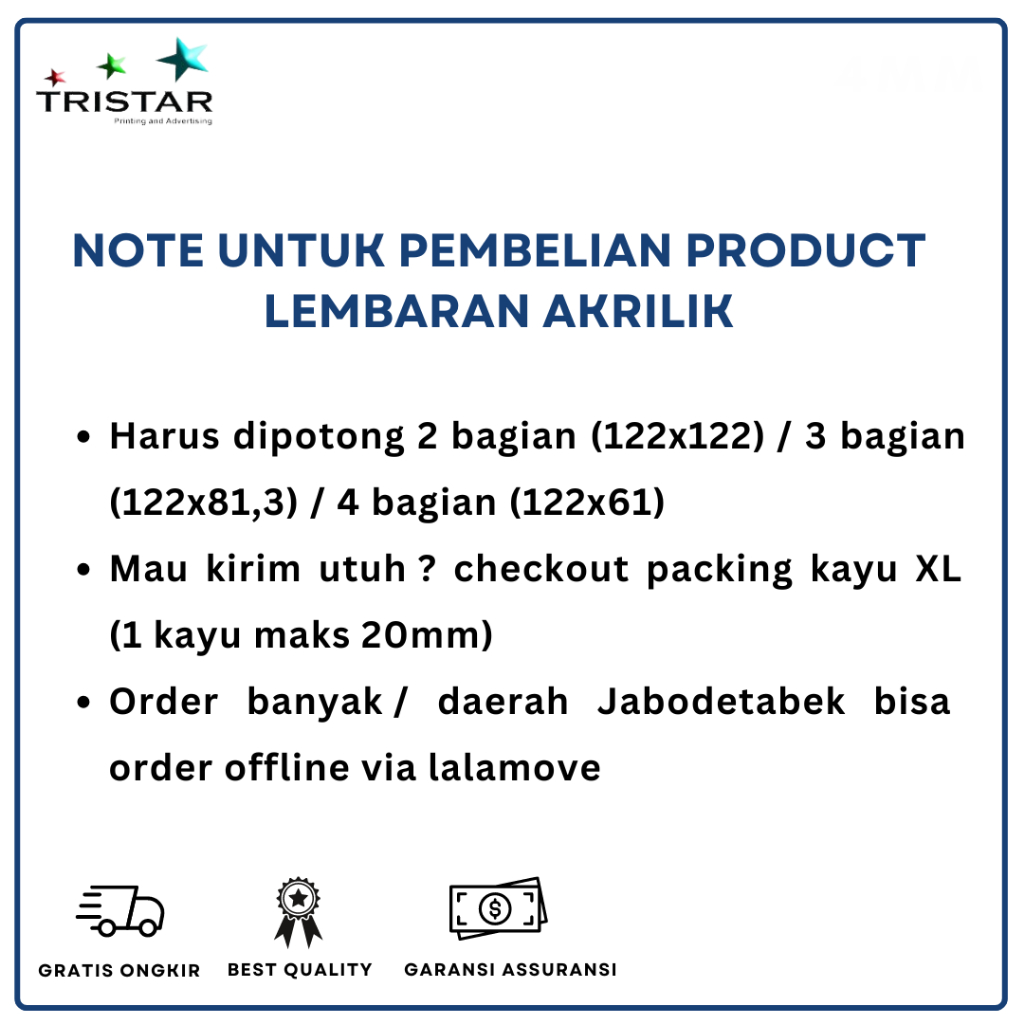 

AKRILIK LEMBARAN PUTIH SUSU SOLID MERK STAR ROYAL 2mm (uk 122 x 244cm) SF6