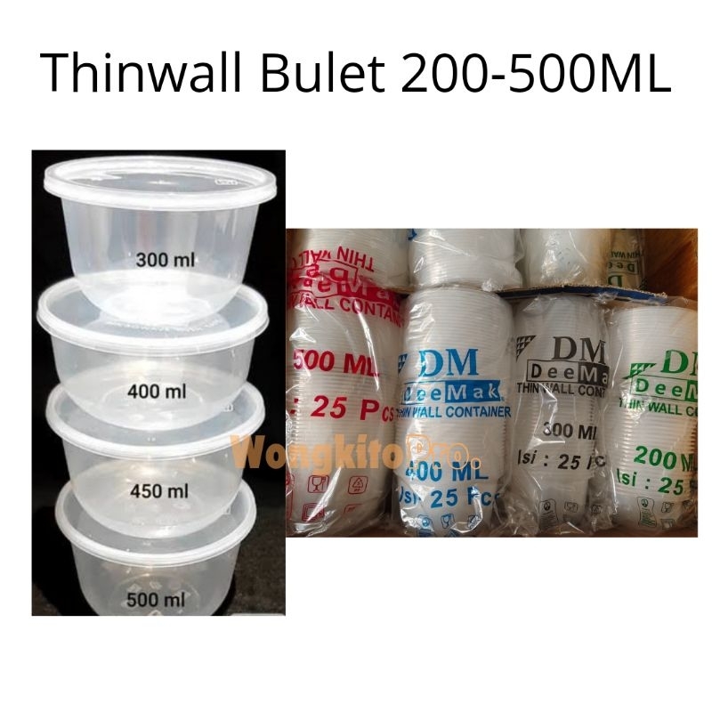 Thinwall ukuran 200ml, 300ml, 400ml, 500ml / Thinwall bulat / Wadah plastik bulat / gelok plastik / 