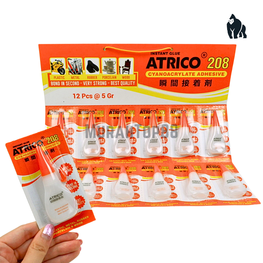 Lem Korea Atrico 208 Botol Renceng 5 gr / Lem Cair Super Power Glue / Lem Instant Tetes Serbaguna