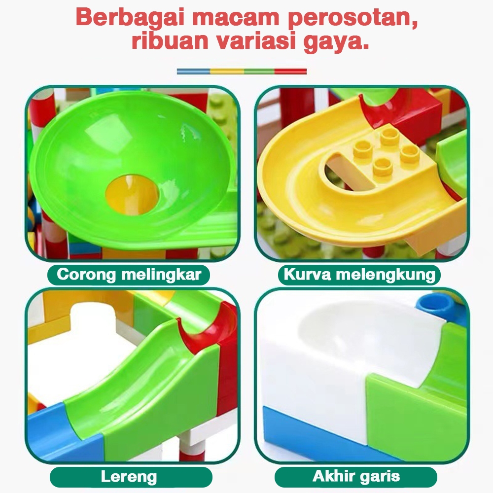 Tatajoy Marble Run Building BlocksBalok Susun Mainan Anak 3D Maze Ball Roll Run Building Blocks