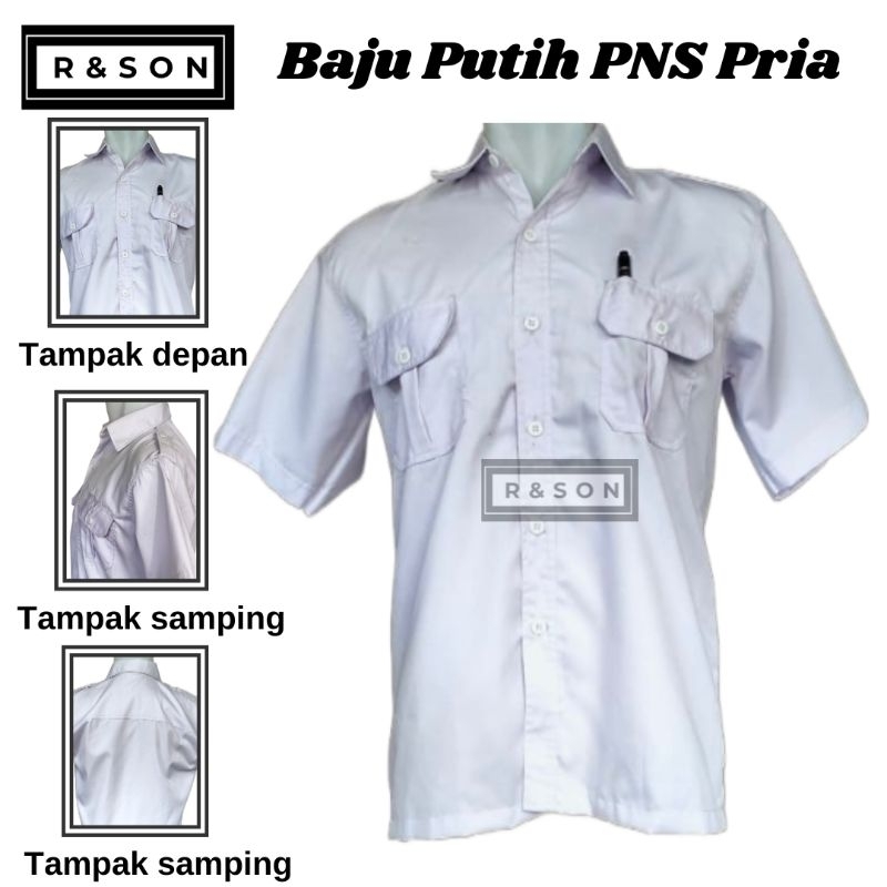 BAJU PUTIH PNS PRIA LENGAN PENDEK AMERICAN DRILL